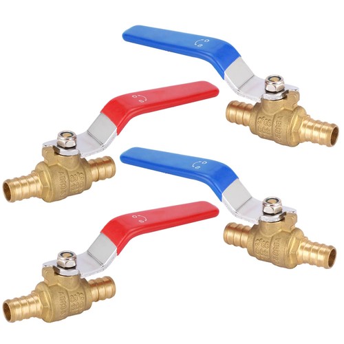 4 PCS 1/2 Inch Brass Crimp PEX Ball Valve 1/4 Turn Shut Off Plumbing Fitting