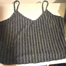 Women s Gray Striped Camisole Tank Top, Size XL, 60 Polyester