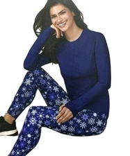 Cuddl Duds ClimateRight Women's L Knit Base Layer Top Legging Blue 2-Piece Set