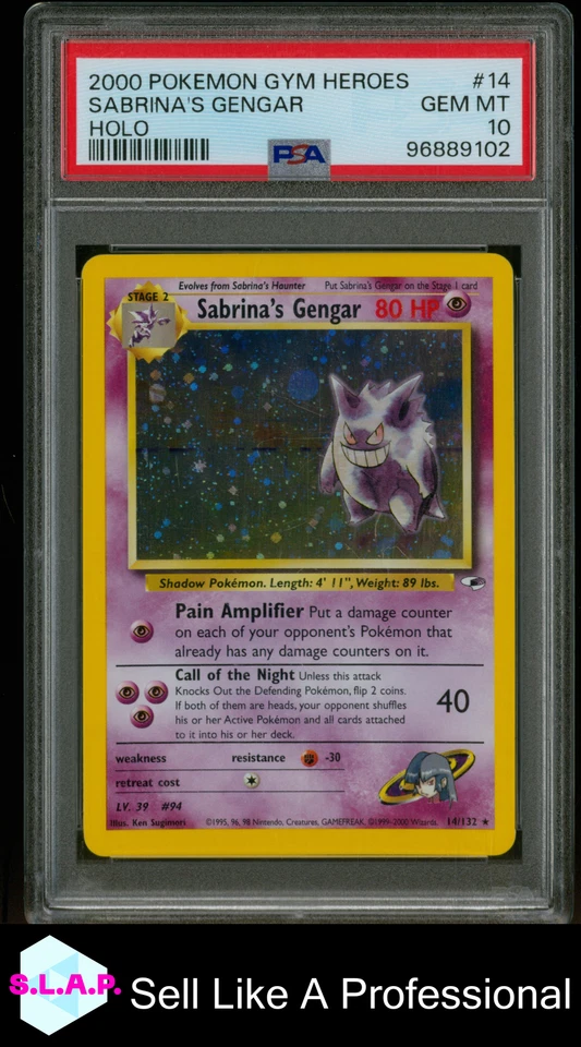 SABRINA'S GENGAR HOLO POKEMON GYM HEROES 2000 14 PSA 10