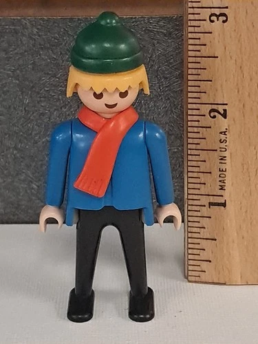 Vintage 1974 Playmobil Figure Blue Black Outfit Geobra Collectible  K3-309
