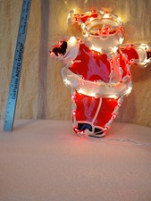 Vintage Light Up Santa Claus Set Of 2 Both Work