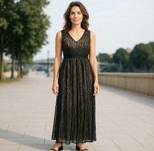 Adrianna Papell Dress Womens Size 2 Black Overlay Elegant Whimsigoth Wedding