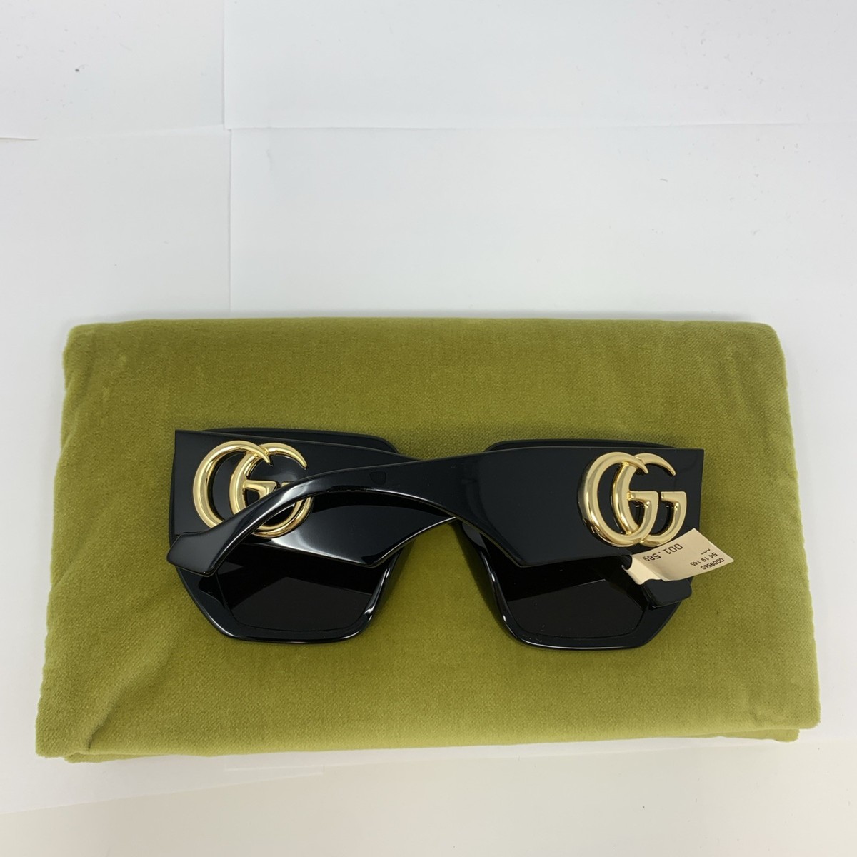 Gucci Sunglasses GG0956S 003 Black Gold Grey Square Woman