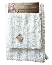 SET OF 2 PCS ARIETTA COLLECT. 100% POLYESTER CHENILLE BATH RUG CARPET,FLOOR MAT