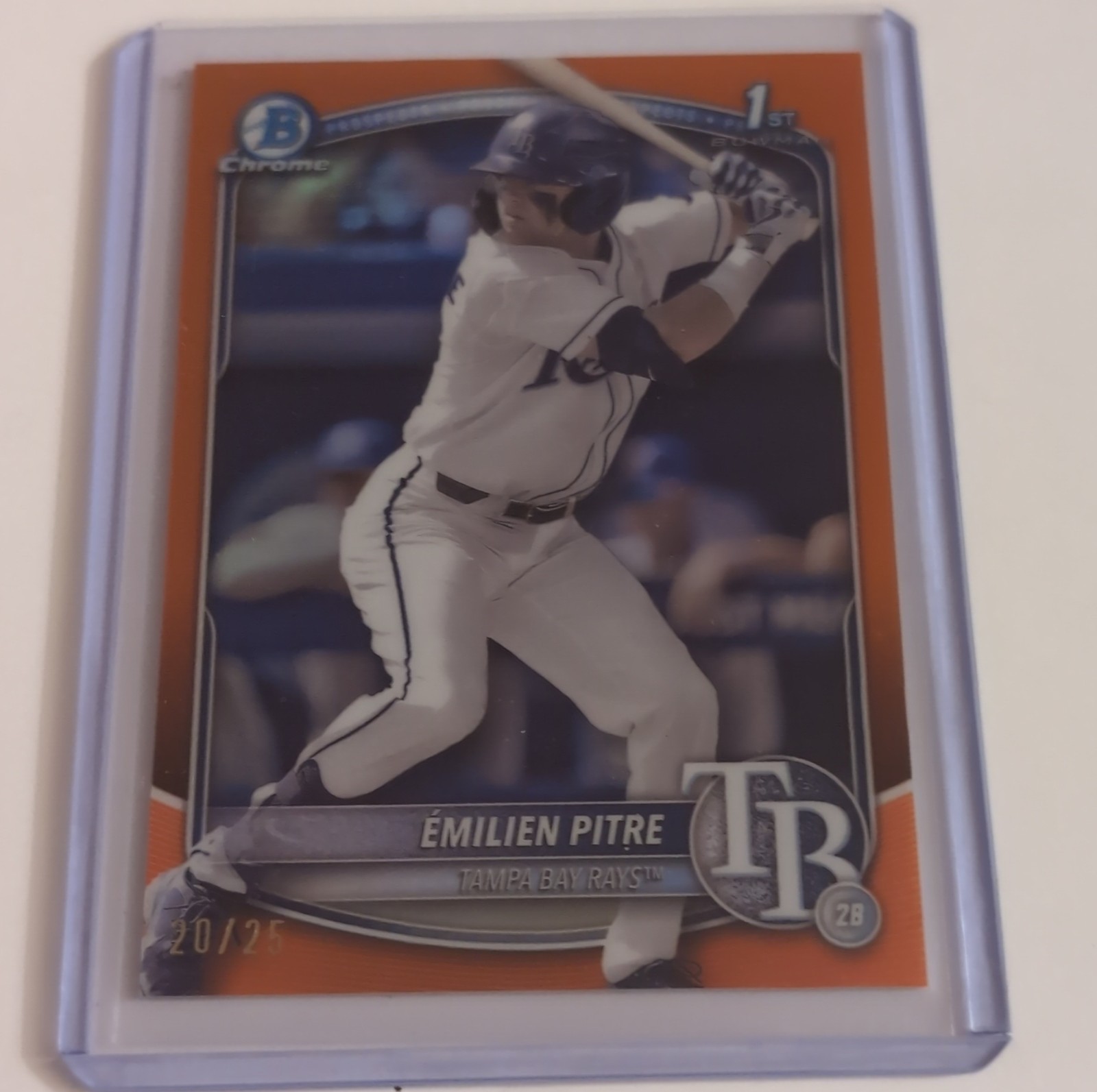 2025 Bowman Chrome Orange Refractor Rookie Émilien Pitre Rays #BCP-83 /25