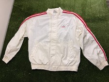 Vintage 90s Adidas Windbreaker Jacket Men s Medium White Red 3 Stripe Nylon Coat