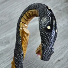 Cane Walking Stick Wooden carved Handmade - Cobra brown