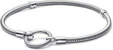Pandora Moments Snake chain sterling silver bracelet and Pandora O clasp 16cm