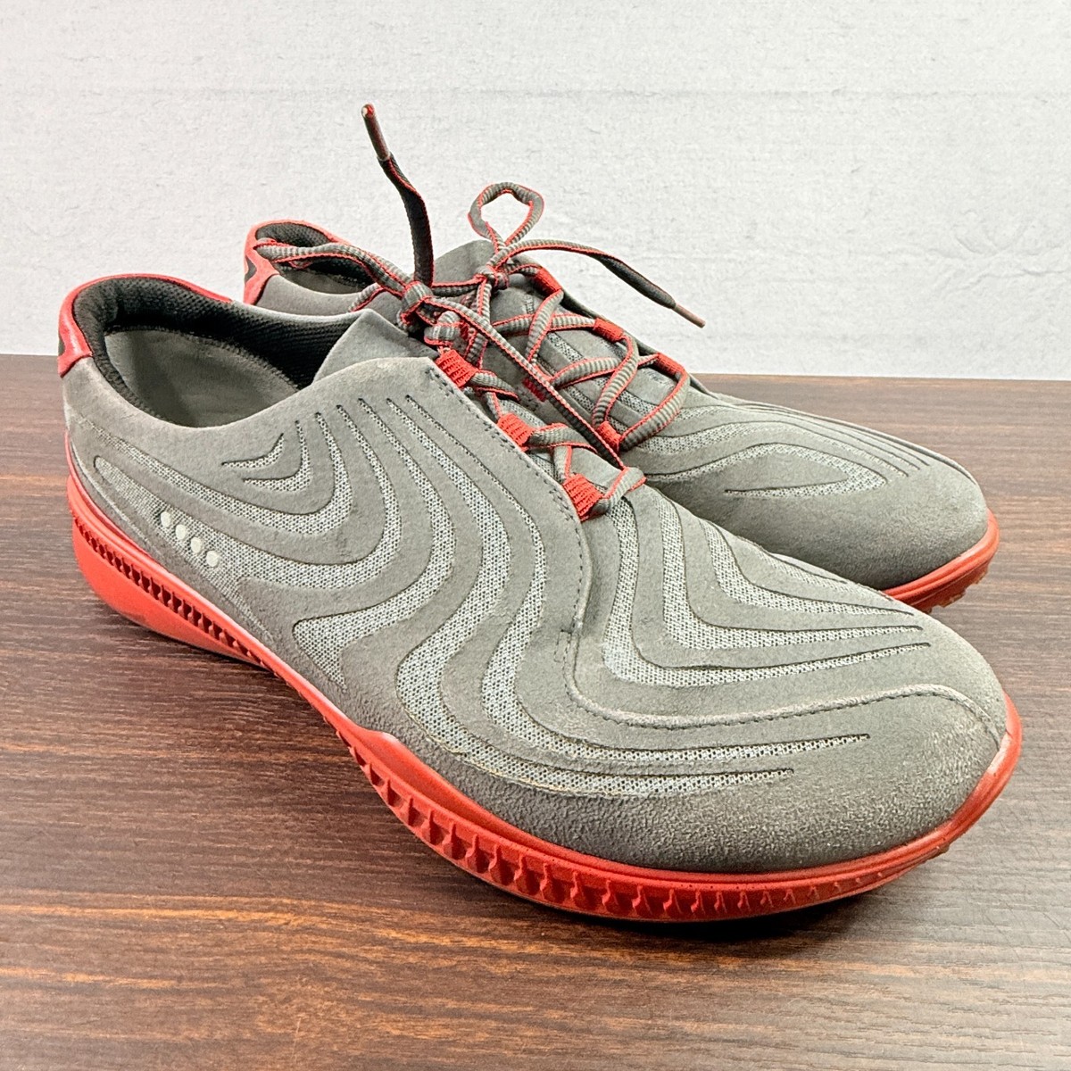 Ecco S-Drive  Gray Suede Red Spikeless Golf Shoe Men\'s 10 (EU 43) ECCO Red Golf Shoes for Men for sale | eBay main image 2