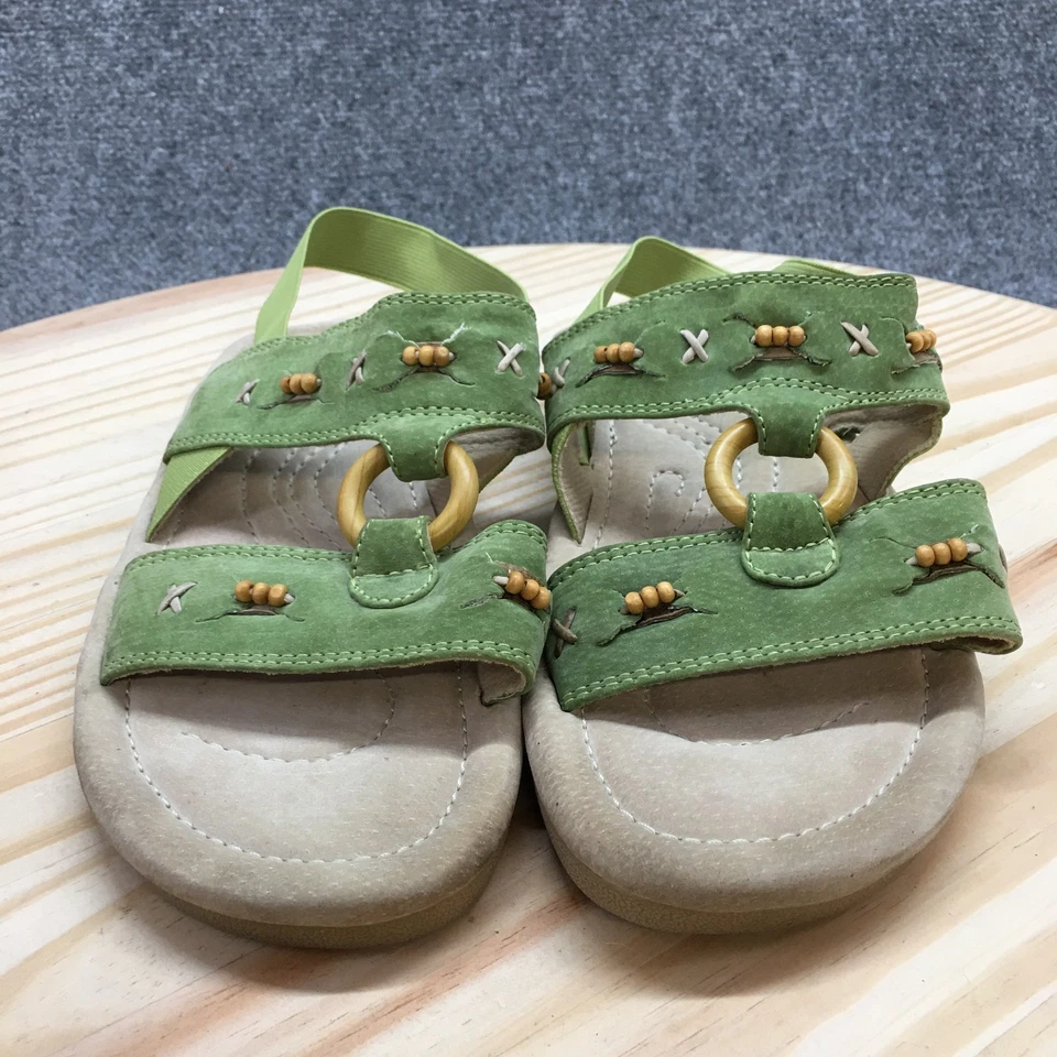 Sandalias Earth para mujer 9,5 Bradley con cordones de cuero verde informales punta abierta planas Foto 4 de 4