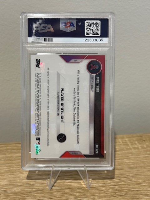 2022 Topps Now Mike Trout Road To Opening Day Blue Auto Autograph #/49 PSA 9 view 2
