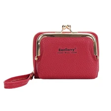 Women Credit Card Slot Wallet Card Holder Leather with Coin Pocket Zip Purse Bag