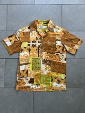 Vintage 60s 70s Malihini Hawaiian Button Up Loop Collar Made In Hawaii Shirt M