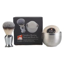 G.B.S Men's Wet Shaving Set - Chrome Synthetic Brush, Stainless...