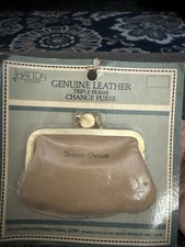 Vintage Tan Leather Triple Frame Coin Change Purse NEW NOS