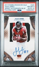 2011 PANINI CROWN ROYALE JERSEY AUTO-BLUE #220 JULIO JONES RC /50 PSA 8 AUTO 10