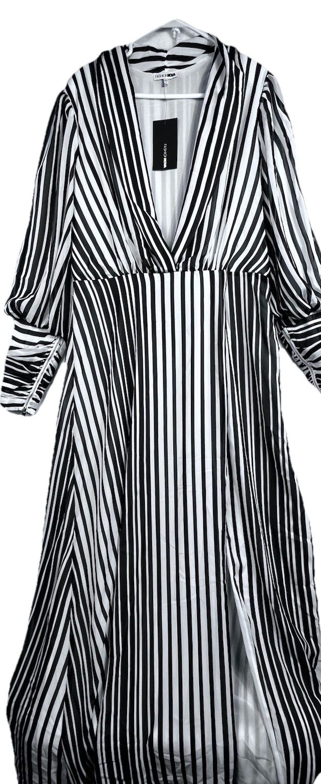 slim fit dress slacks Striped Silk Midi Dress