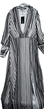 Fashion Nova Nora Stripe Maxi Dress 1X Black White Long Sleeve NWT