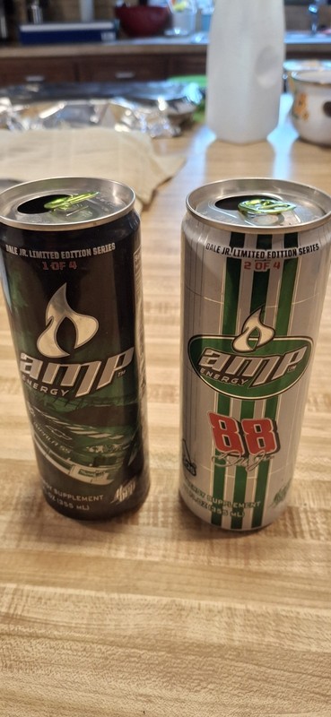 AMP ENERGY Mountain Dew cans Dale Earnhardt Jr. #88 Chevy Impala EMPTY. QTY OF 2