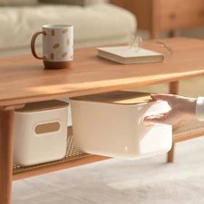 4pcs White Plastic Storage Trunks Set with Lids and Handles Stackable Organizer