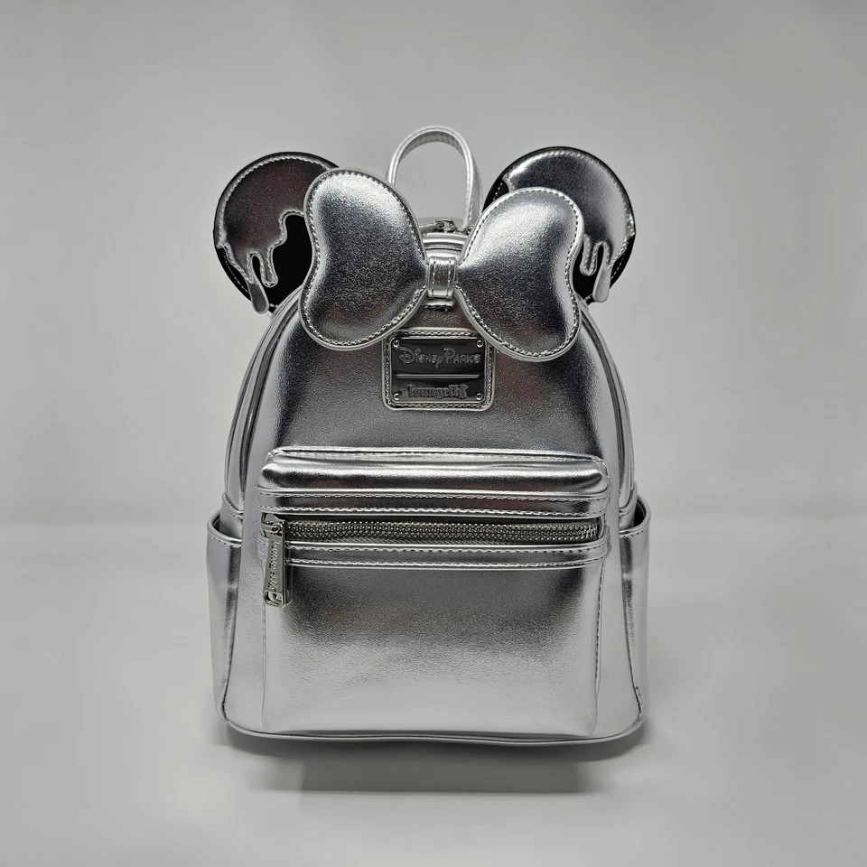 🌍📦 Loungefly 100 Silver Platin Celebration Minnie Mini Rucksack Backpack Sac - Bild 2 von 4