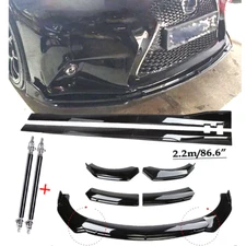 Front Bumper Lip Splitter Spoiler Glossy Black For Lexus LC Body Kit Side Skirt