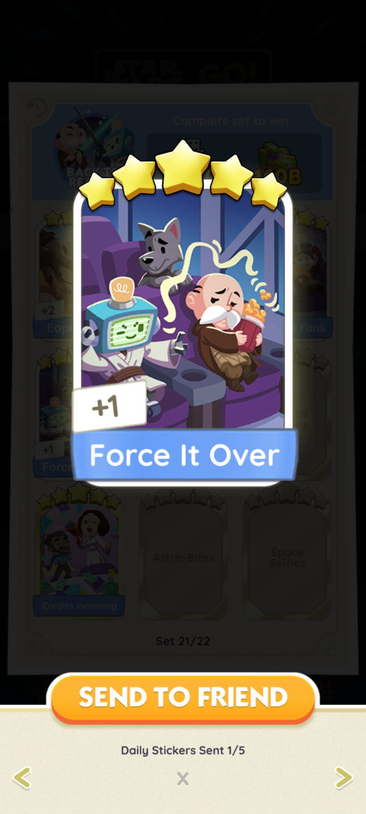 FORCE IT OVER - MONOPOLY GO 5 Stars Sticker ⭐⭐⭐⭐⭐ Fast Delivery ⚡