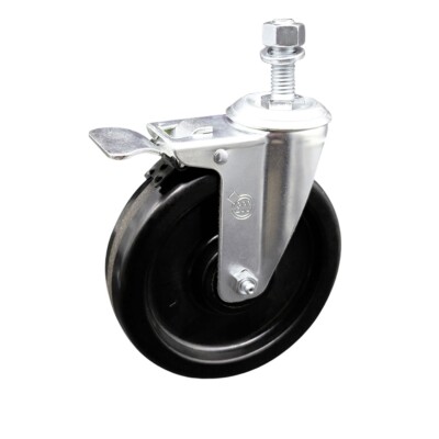 6 Inch Phenolic Swivel 12mm Threaded Stem Caster with Total Lock Brake SCC