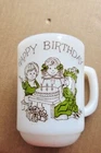 VTG FIRE KING HAPPY BIRTHDAY W CHILDS POEM COFFEE MUG MONDAY TUESDAY WEDNESDAY