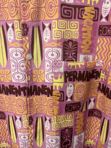 Wesc Tiki Aloha Hawaiian Camp Shirt Pink Yellow Surfboard Pineapple Fish Sweden - Picture 4 of 5