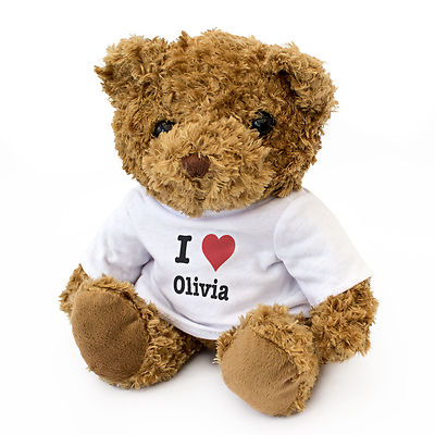 NEU - I LOVE OLIVIA Teddybär süß Kuschelgeschenk Geschenk Geburtstag Valentinstag Weihnachten