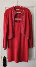 1980s Magnolia Lambswool And Angora Skirt And Beaded Jacket Set Size Medium