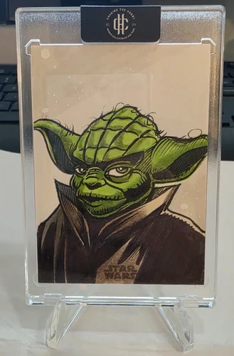 2023 Topps Chrome Star Wars Eric Medina Yoda Sketch Card 1/1 Signed on card