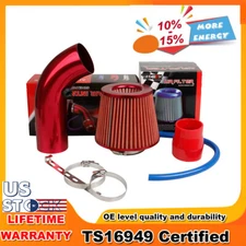 Top Red 3" Pipe＋Cold Air Intake Filter＋Clamp＋Accessories Car Air Intake Kits US