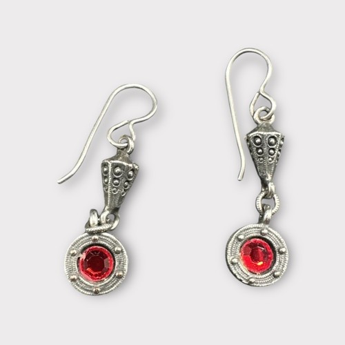 Patricia Locke Silver Tone Dangle Red Earrings J117