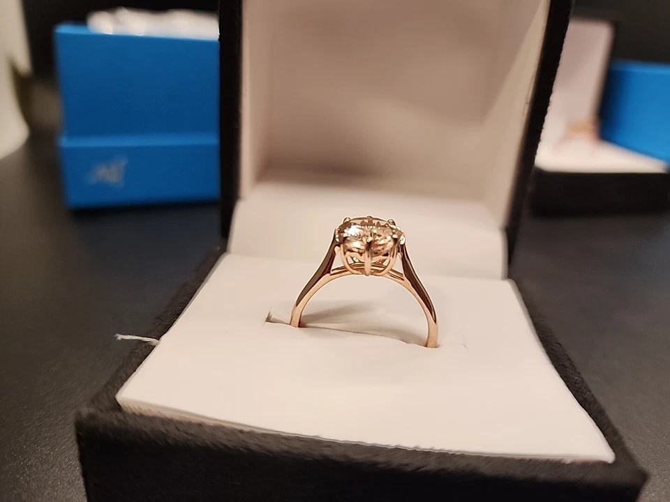 Anillo solitario de melocotón y morganita dulce de oro rosa de 14K 3.00 cwt NUEVO JTV Foto 3 de 4