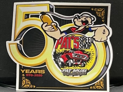 VRHTF NHRA ''SUPER COOL ''PAT MUSI 50 YEARS PAT'S SPEED SHOP'' 4 X 4'' STICKER
