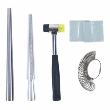 27pcs Ring Size Gauge, Jewelry Rubber Hammer, Ring Mandrel,Measuring Stick