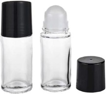 2Pcs Black 30ML Clear Empty Glass Essential Oil Roller Bottles Vials