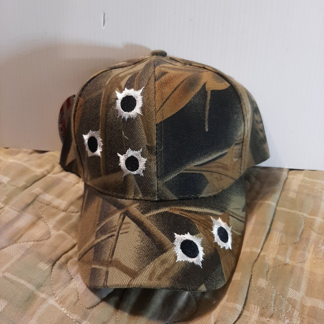 CAMOUFLAGE BULLET HOLES CAP HAT ADJUSTABLE REG. PROFILE CAMO | eBay
