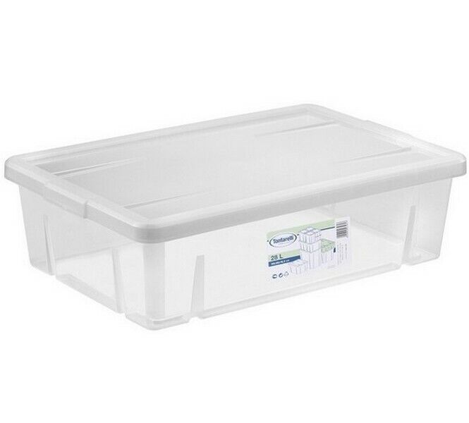 Caja de Almacenaje con Tapa 28L Transparente 59x39x16,5cm,ropa,objeto,decorativa