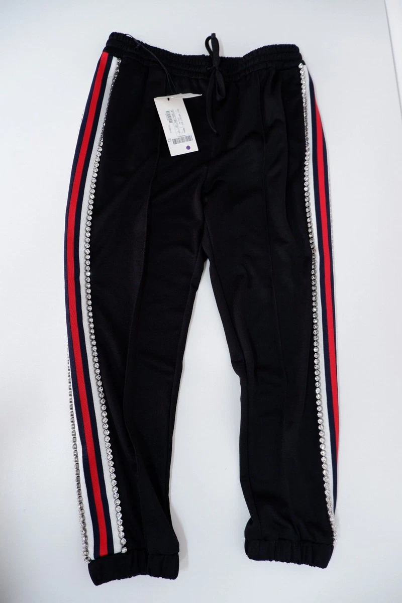 GUCCI New Black Leggings Joggers Trousers Bnwts Crystal Web Size