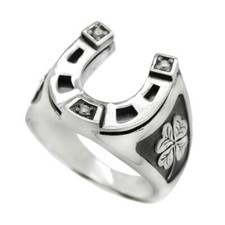 Horseshoe with Zircons Ring Silver 925