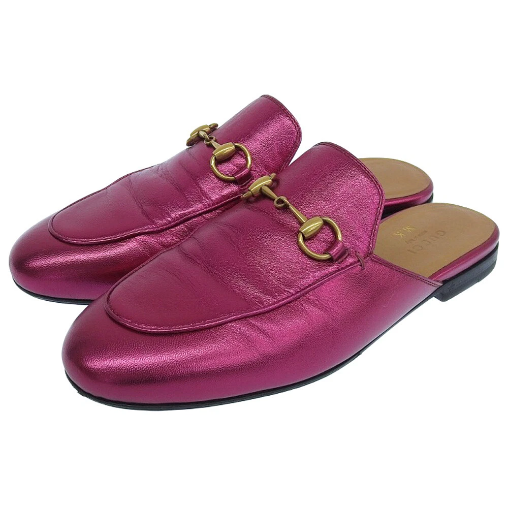 GUCCI GUCCI DIY Escarpins Mule en Cuir Horsebit pour Femme, Rose Métallisé x Or,...