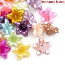 Trumpet Flower Bead Caps 5 Petal Pearlescent Plastic 13 x 13 mm USA Seller 944