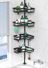 Corner Shower Caddy Tension Pole - 4 Tier Stainless Steel Rustproof Shower Corne