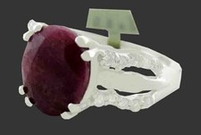 GENUINE 2.85 Cts RUBY  WHITE SAPPHIRES RING .925 SILVER  - New With Tag