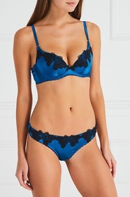Agent Provocateur Aymee Blue Black Silk Brief AP4 Large NWT