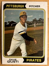 1974 Topps Dave Giusti Baseball Card #82 Pirates Mid-Grade VG